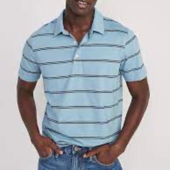 NEW Classic OLD NAVY  Fit Striped Jersey Polo for Men BLUE STRIPE L Large - Picture 3 of 13